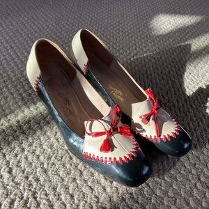 Rosina Ferragamo Schiavone Shoes Heel Vintage Italy Leather 7.5